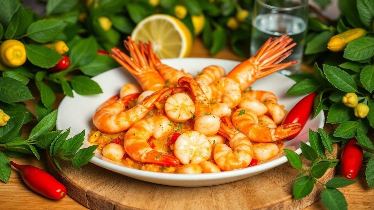 Preparando o Camarão Picante com Coentro Preparando o Camarão Picante com Coentro