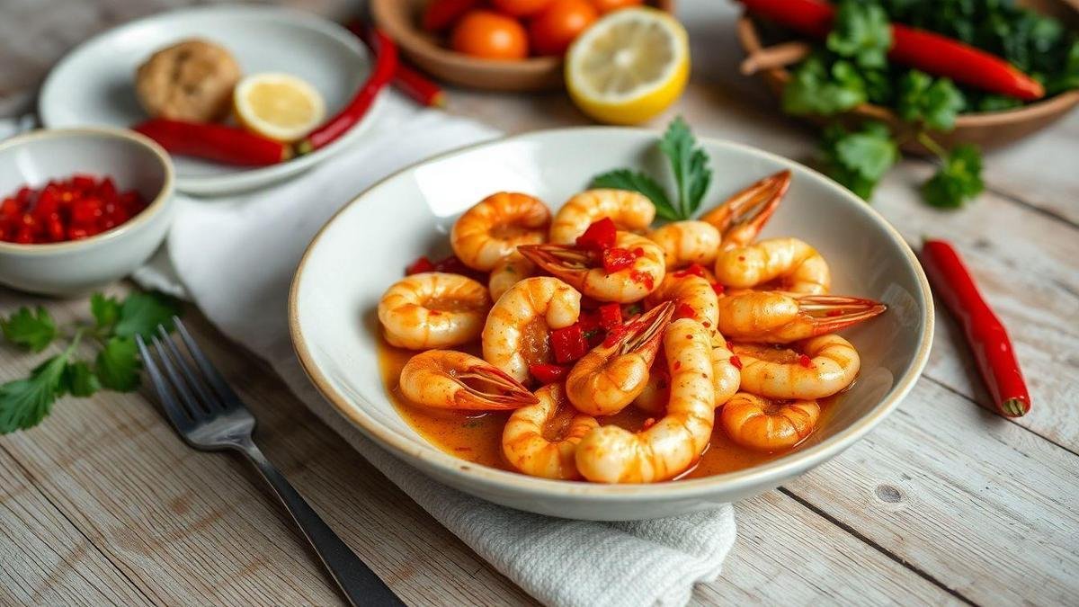 Variações do Camarão Picante com Coentro Variações do Camarão Picante com Coentro